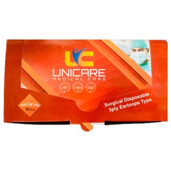 فيس ماسك يوني كير بروابط مطاطية صندوق يحتوي 50 قطعة